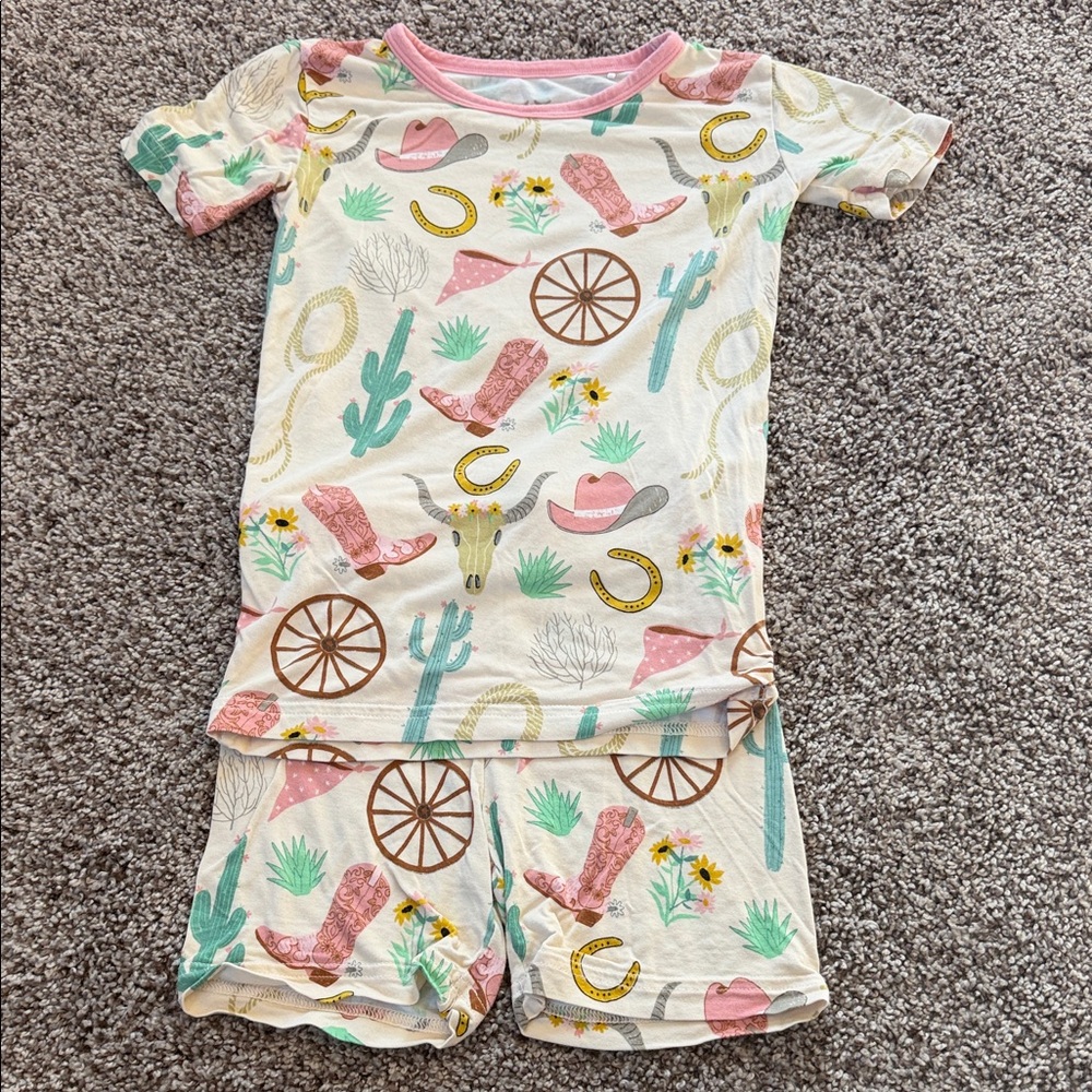Little Sleepies Pink, Mint & Cream Western Print Short Pajama Set
